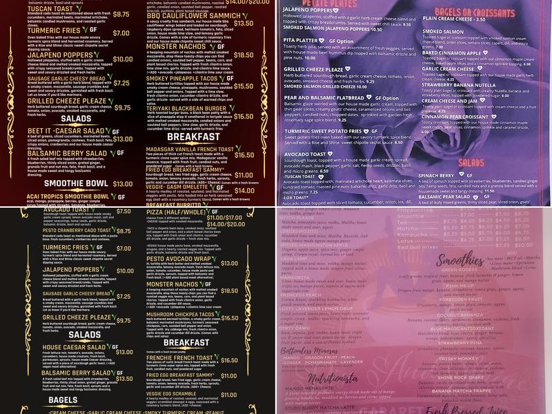 Rise And Shine Cabaret Cafe Menu