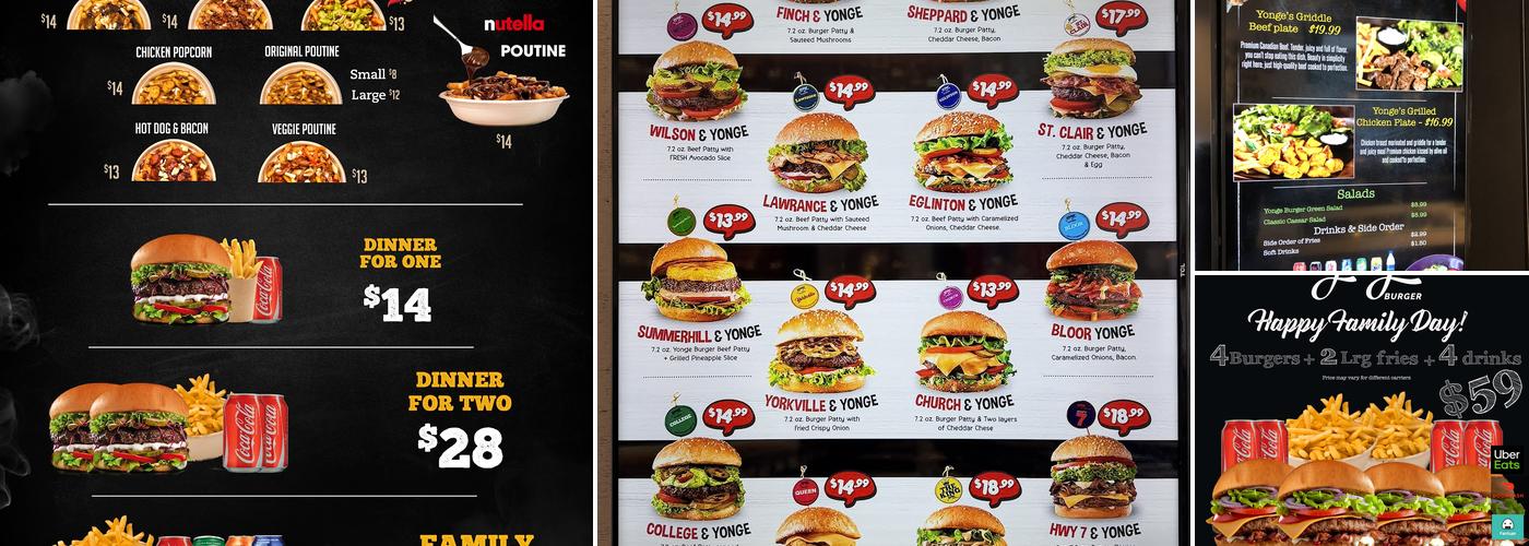 Yonge Burger Menu