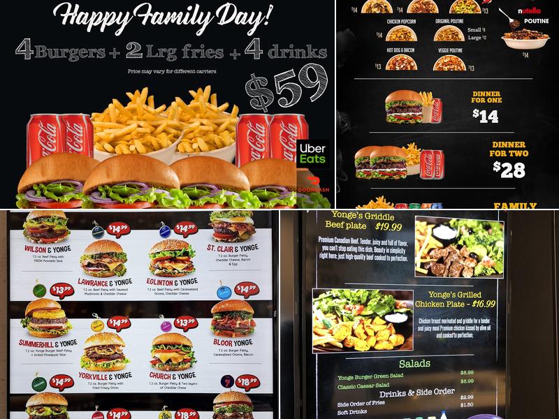 Yonge Burger Menu