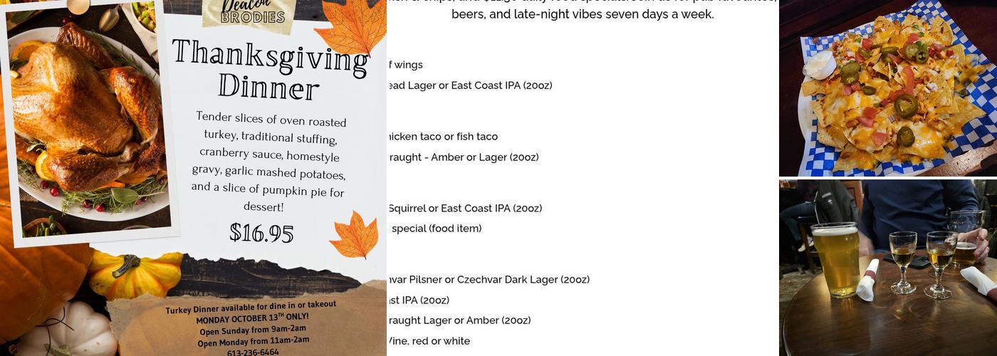 Deacon Brodies Pub Menu