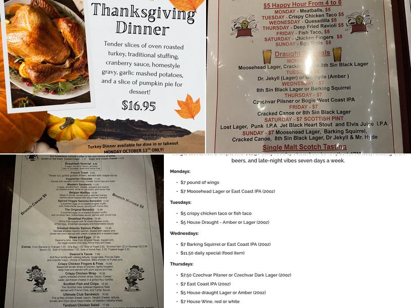 Deacon Brodies Pub Menu