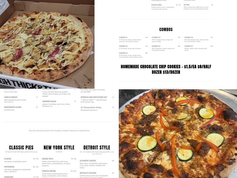 Through Thick & Thin Pizza Menu