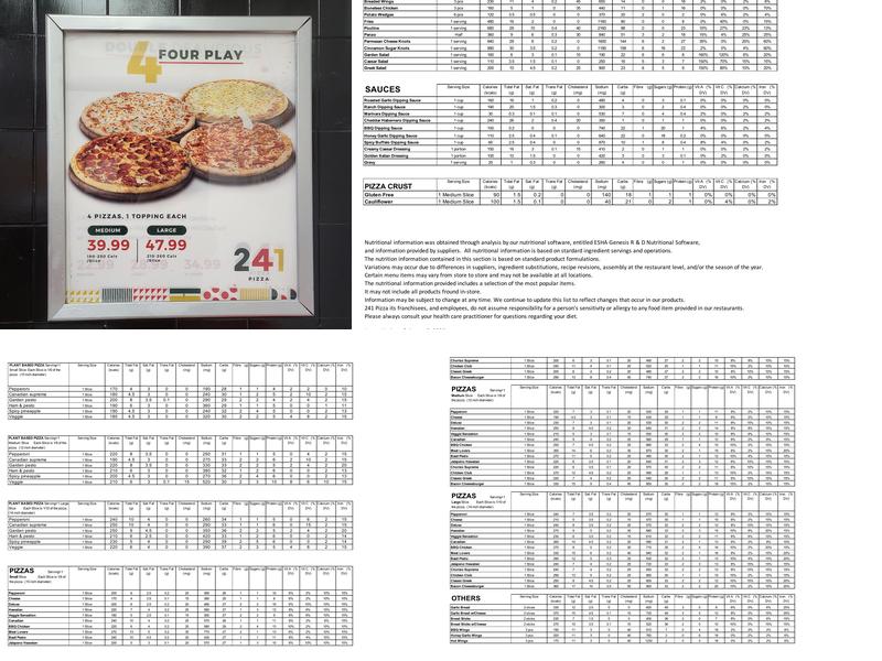 241 Pizza Menu