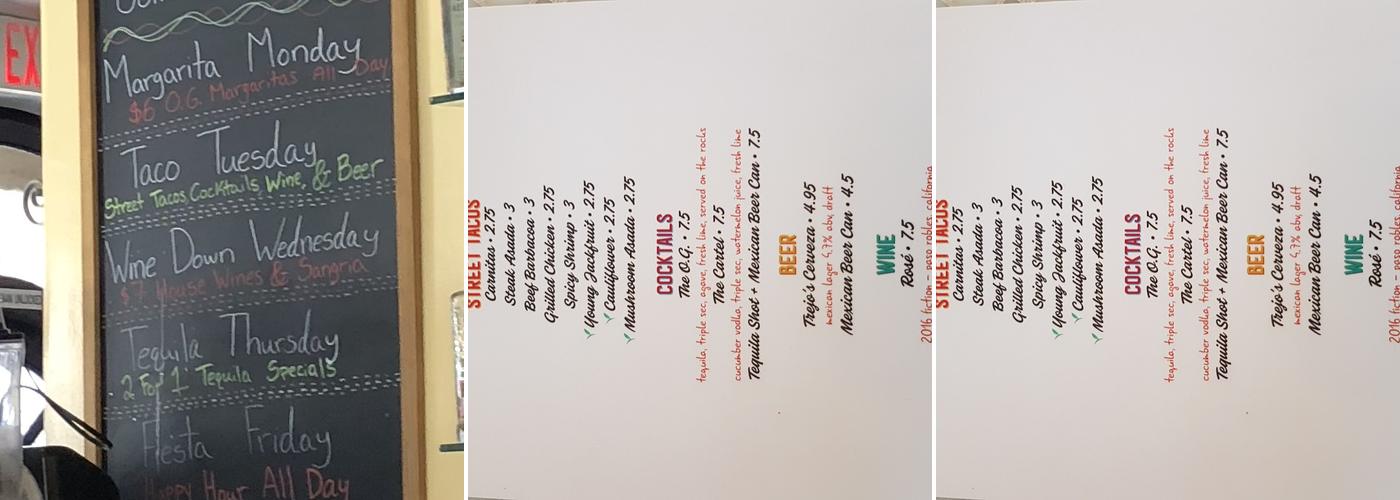 Trejo's Tacos - Pasadena Menu