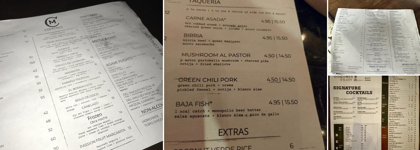 Chico Malo Miami Menu