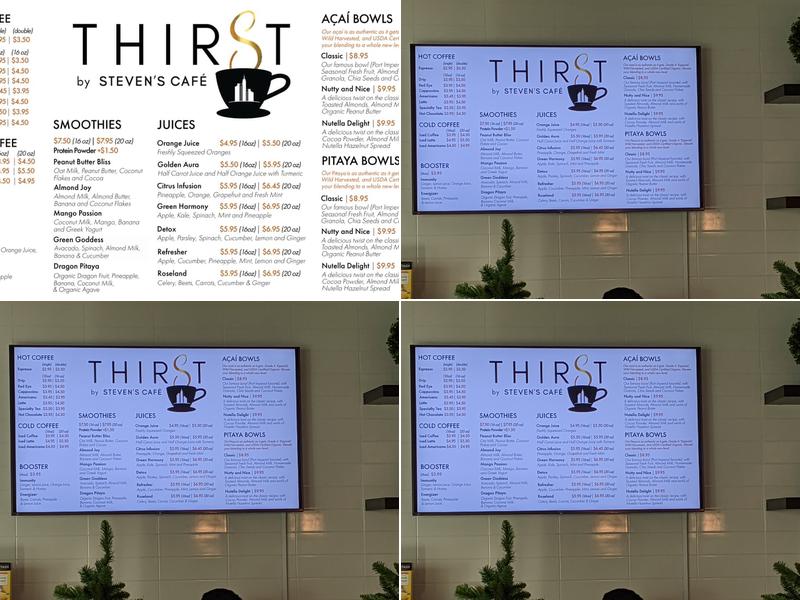 Thirst by Steven's Cafe Menu