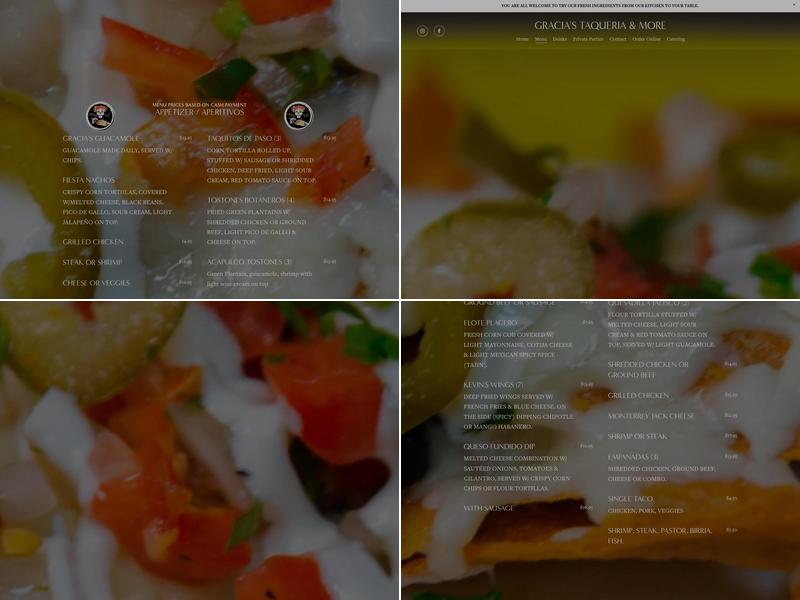 Gracia's Taqueria & More Menu