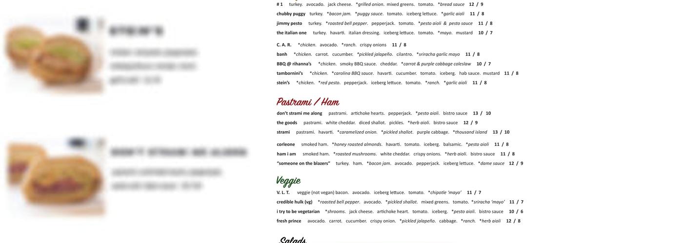 BB Market Menu