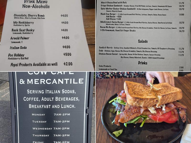 The Black Cow Cafe and Mercantile Menu