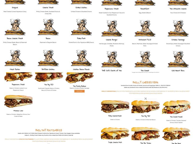 Philthy Philly's Cheesesteak and Poutinerie Menu