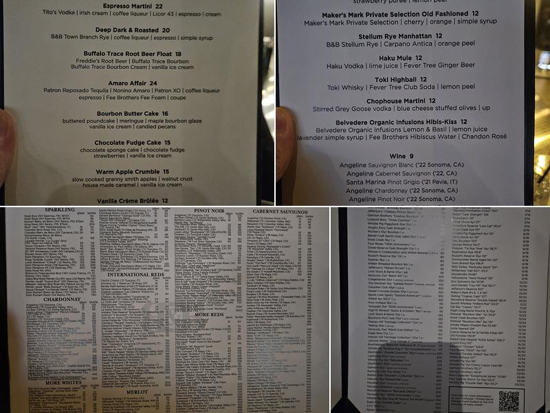 Bourbon & Bones Chophouse | Bar Menu