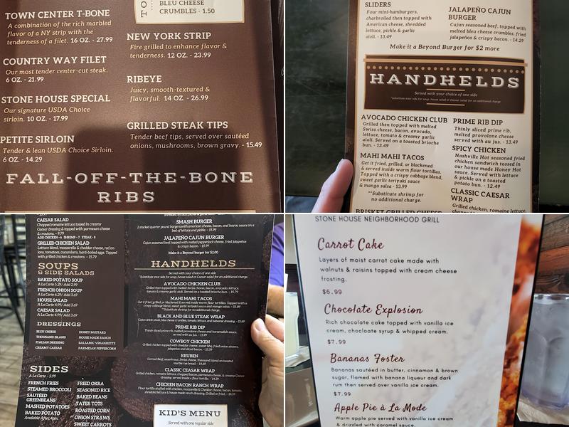 Stone House Neighborhood Grill Menu