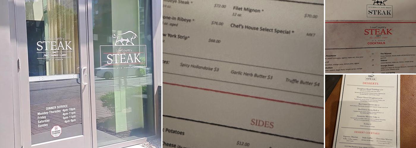 LowCountry Steak Menu