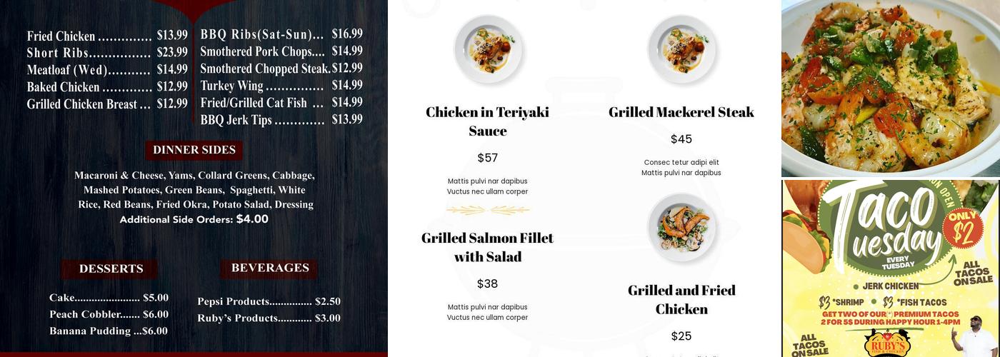 Ruby's Fish & Chicken Menu