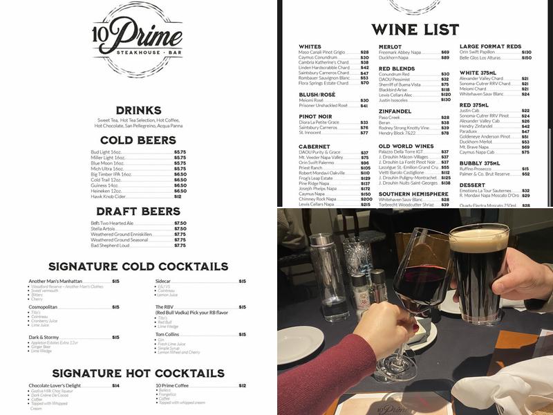 10 Prime Steakhouse and Bar Menu
