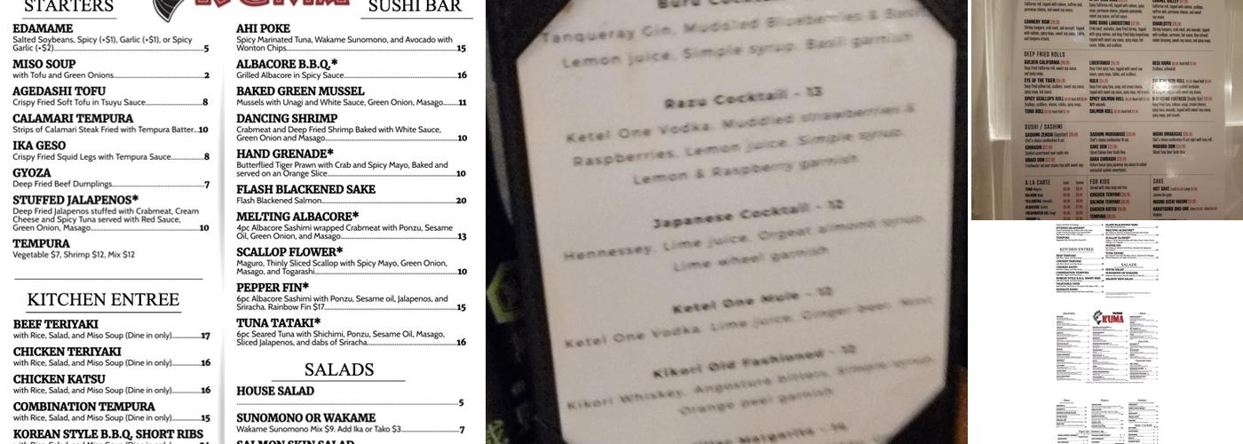 Sushi Kuma Menu