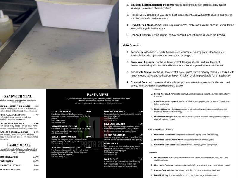 Pasta 209 Menu
