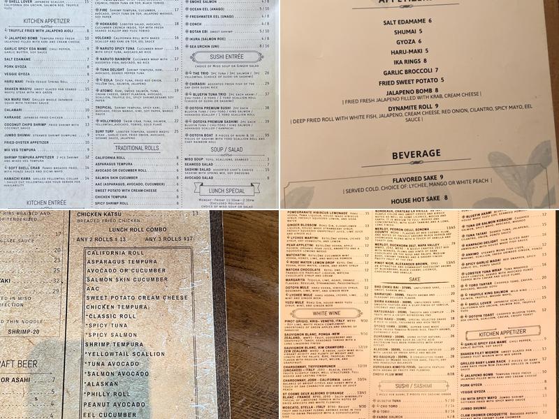 totoya sushi lounge Menu