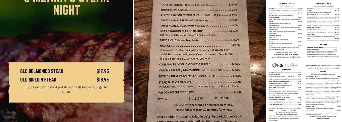 O'Meara's and Two Doors Down Menu