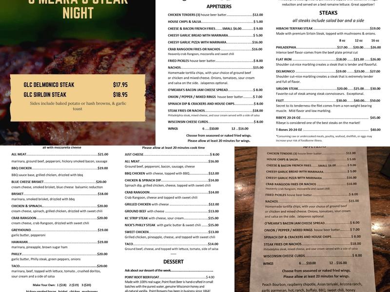 O'Meara's and Two Doors Down Menu