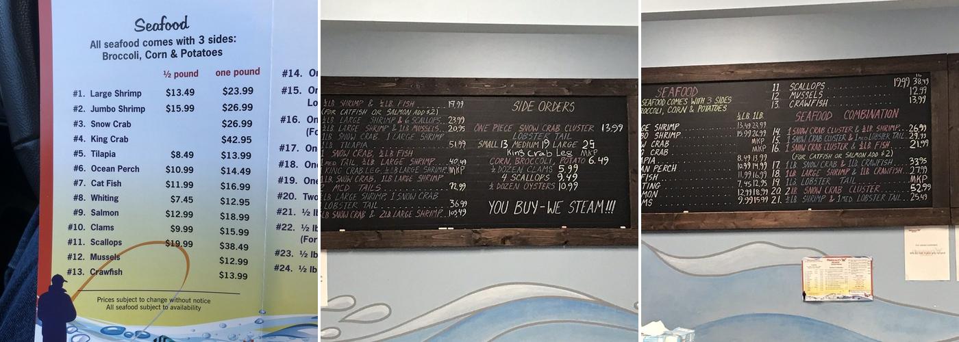 Fisherman's island Menu