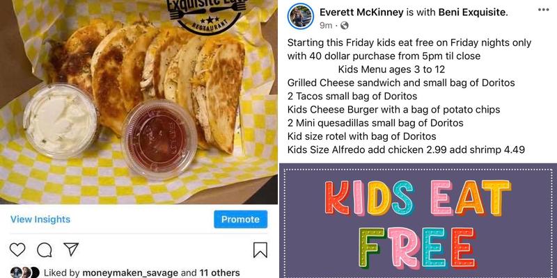 Béni Exquisite Eats Menu