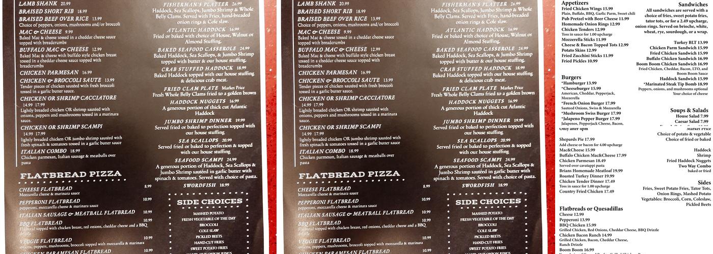 Stonecutters Pub Menu