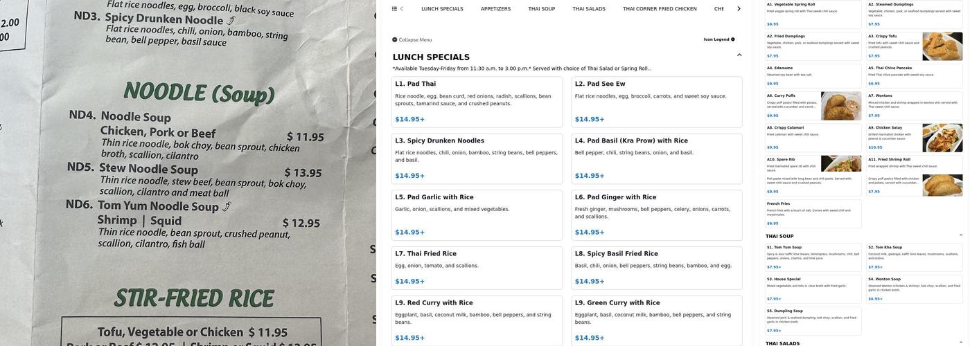 Thai Corner Menu