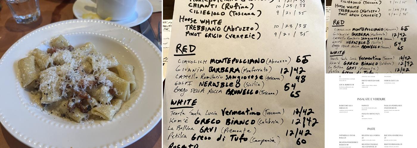 Macosa Trattoria Menu