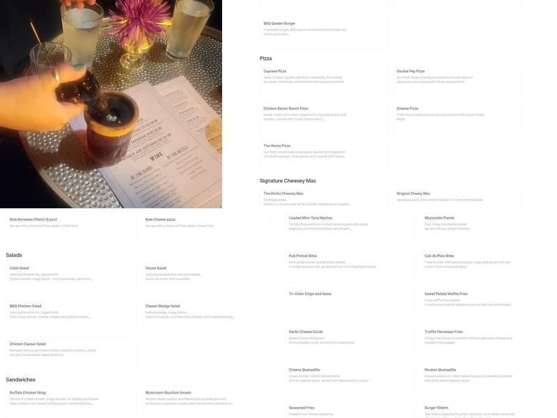 THE WORKZ on the Riverfront Menu