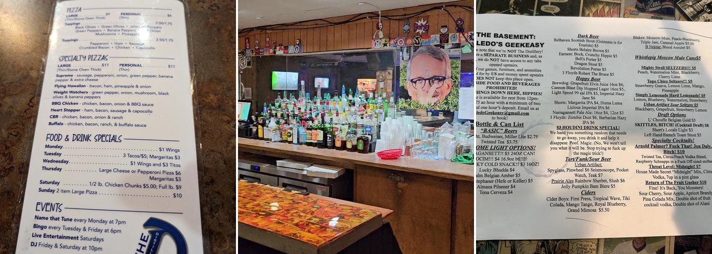 The Basement: Toledo's Pinball Pub Menu