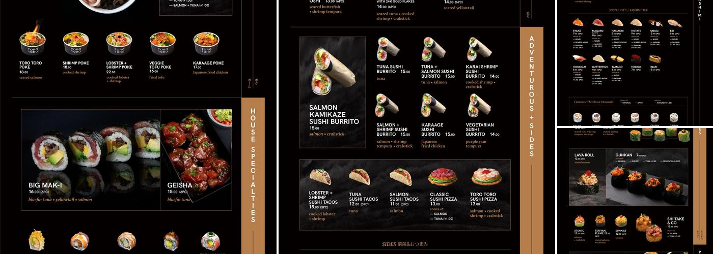 Toro Toro Sushi and Poke Menu