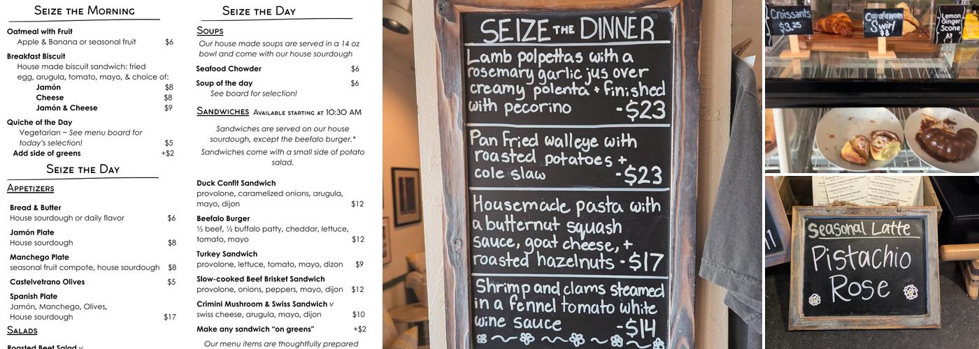 Seize the Cafe Menu