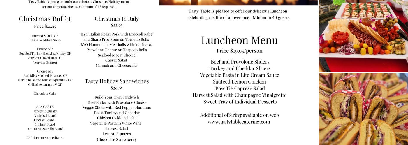 Tasty Table Catering Menu