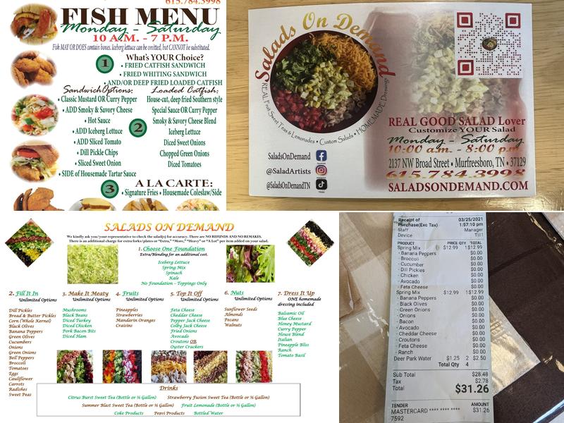 Salads On Demand Menu