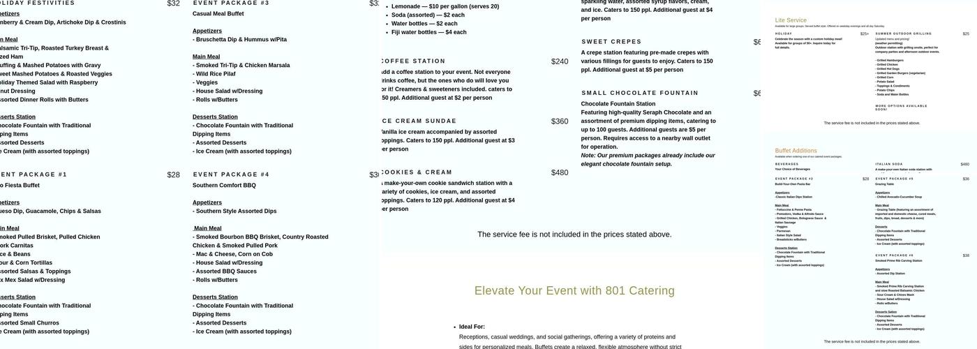 801 Catering Menu