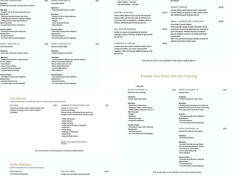 801 Catering Menu