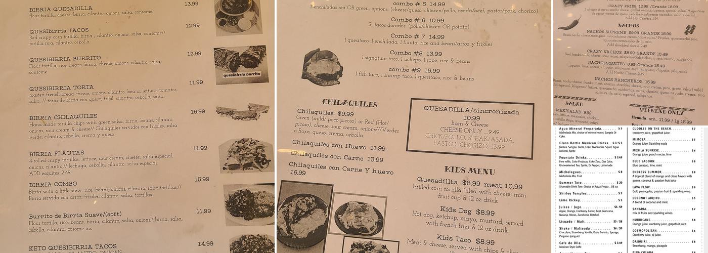 The Spanglish Snacks, crepes & Churros Menu