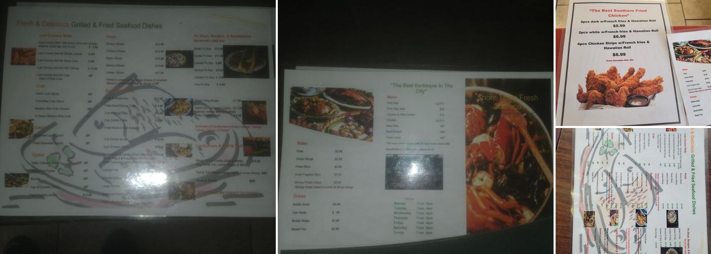 Shore Thing Menu