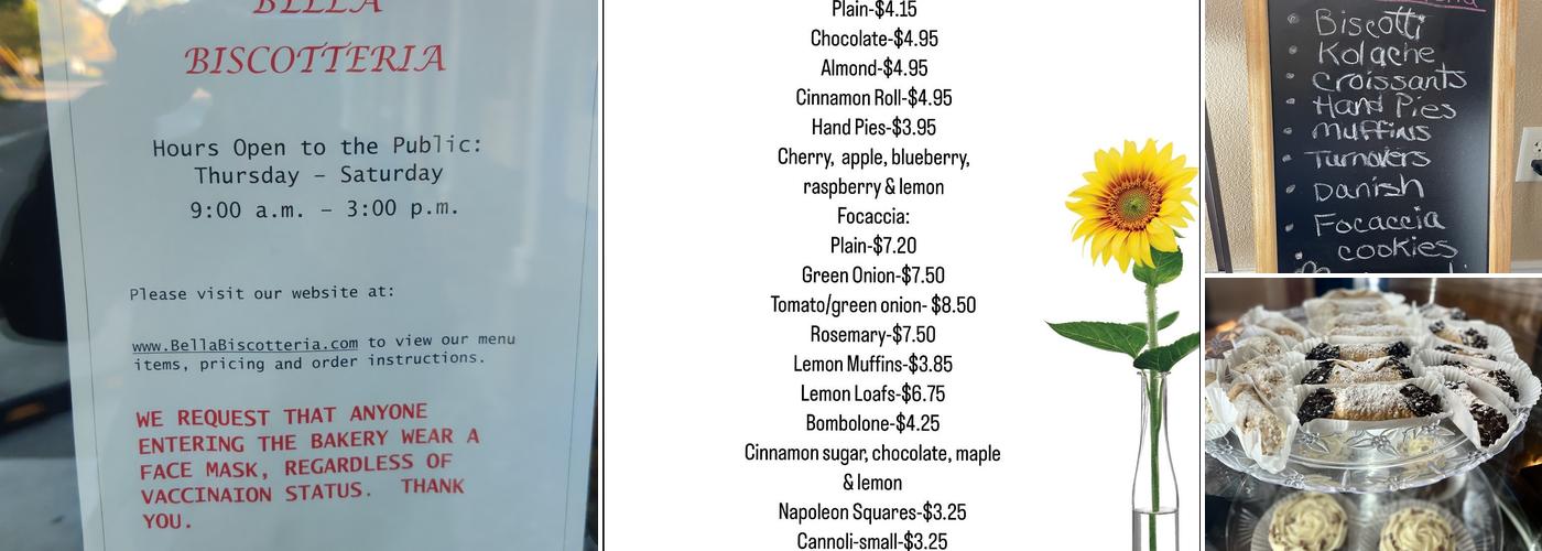 Bella Biscotteria Menu