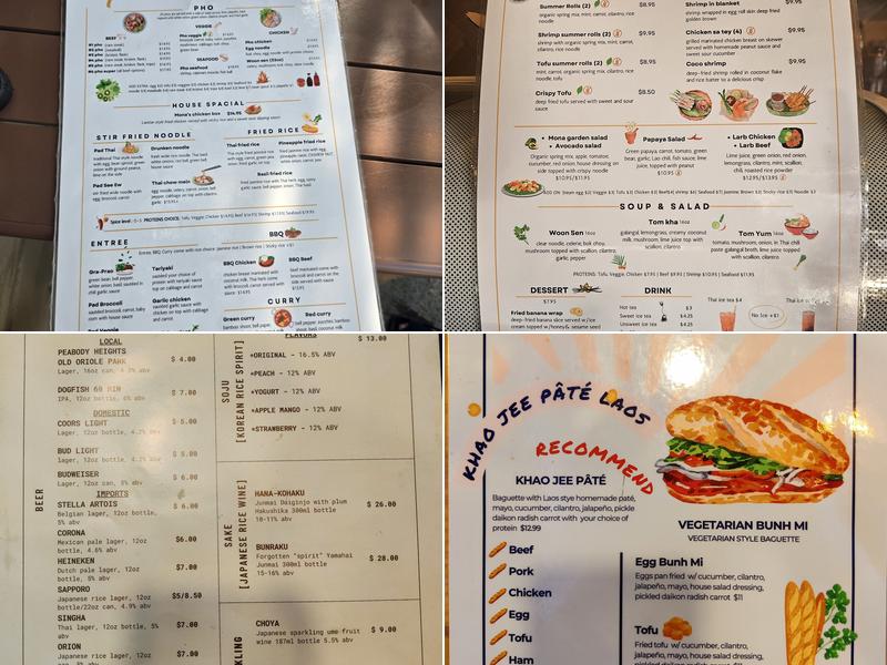 Mona's Super Noodle Menu