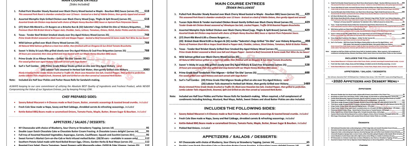 Amarillo Grilling BBQ and Catering Menu