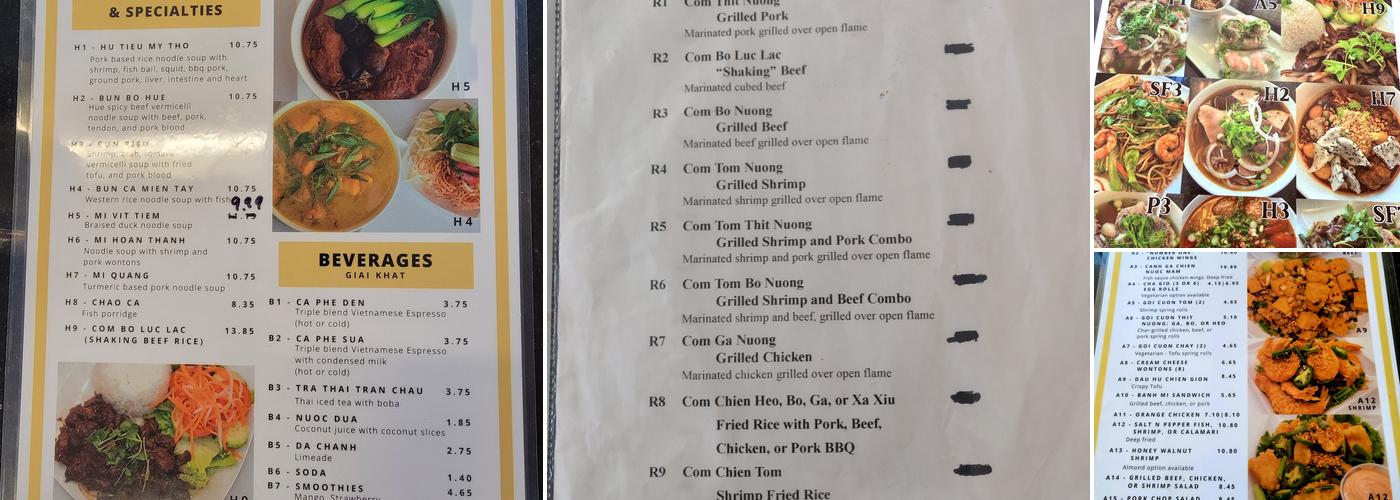 Pho Minh Menu