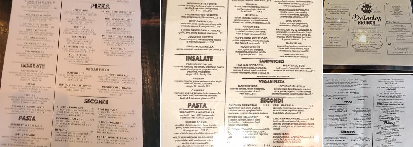 F&D Woodfired Italian Kitchen Menu