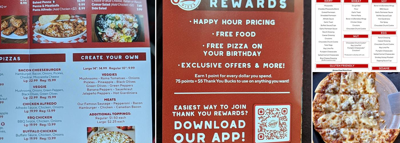 Red's Savoy Pizza Menu