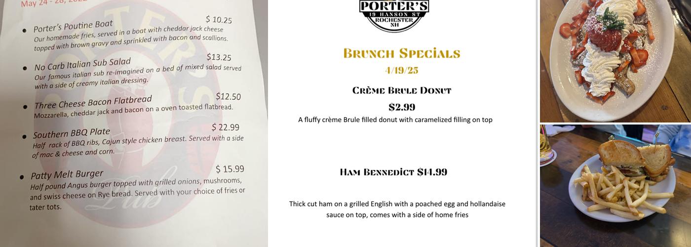 Porter's Menu