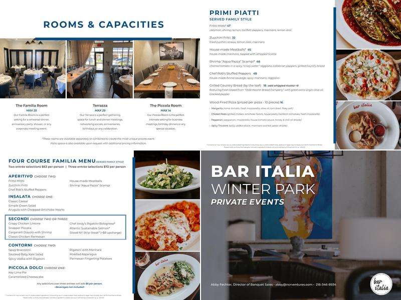 Bar Italia Lakewood Menu