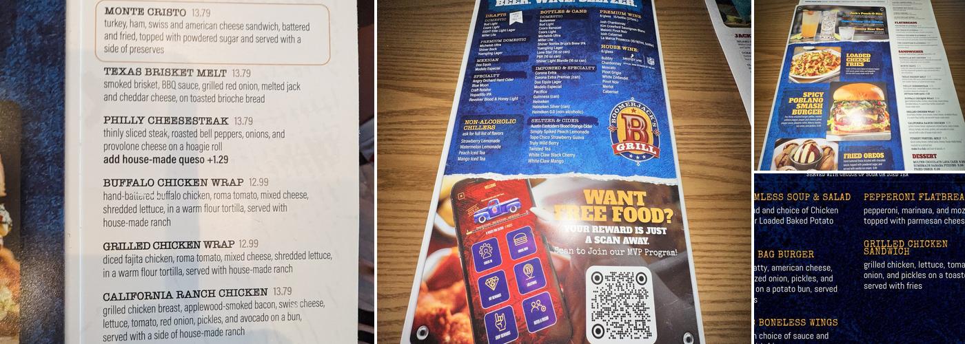 BoomerJack's Grill Menu