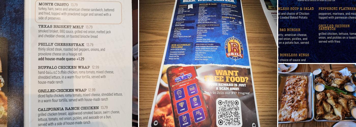 BoomerJack's Grill Menu
