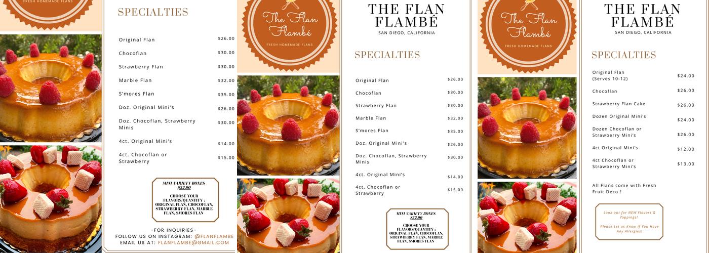 Flan Flambé Menu